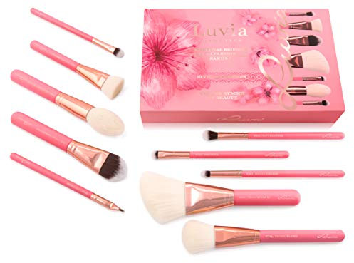 Luvia Makeup Pinsel-Set - 10 Make Up Kosmetikpinsel Inkl. Schminktasche Für Schminkpinsel & Kosmetik - Sakura Brush Set - Vegan - Pinselset In Pink/Rosegold