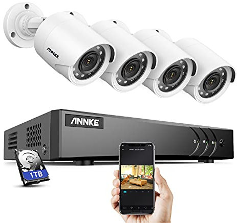 ANNKE 8 Kanal 3K Lite DVR Recorder mit Personen- & Fahrzeugerkennung, 1080p Sicherheitskamera System mit Farb-Nachtsicht und 1TB HDD, 4X 2MP Außenkameras, IP67 Wetterfest, E-Mail-Alarm mit Bildern