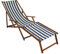Erst-Holz Liegestuhl blau-weiß Sonnenliege Gartenliege Deckchair Buche dunkel Fußablage klappbar 10-317F