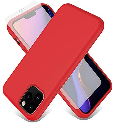 Gorilla Tech Red Liquid Silicone Case For iPhone XR 6.1 inch With Gorilla Tempered Glass Screen Protector, Scratch Resistant, Gel Rubber Shockproof Cover with Soft Microfiber Interior