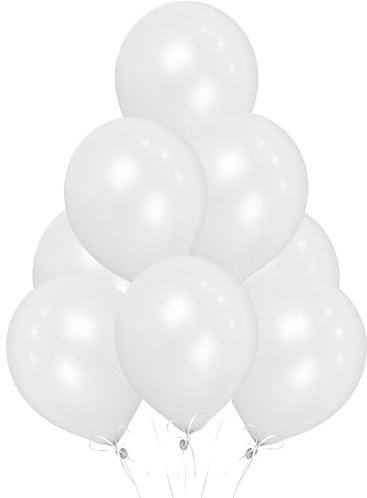 White Balloons 25 Pack, Large 12 Inch Thick Latex Biodegradable Helium Party Balloons for Birthday, Wedding, Baby Shower, Valentine's Day Events Decoration for Balloon Arch Garland