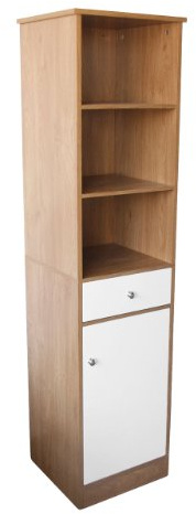 Premier Housewares Floorstanding Cabinet with Oak Effect/High Gloss, 160 x 40 x 38 cm - White