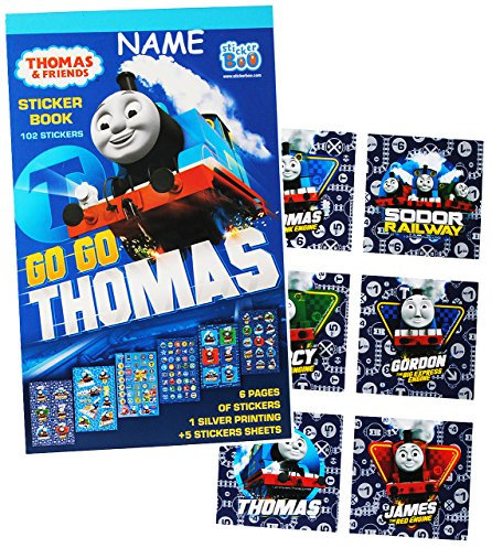 alles-meine.de GmbH Block mit - Sticker/Aufkleber - Thomas die Lokomotive incl. Name - für Kinder Kind/groß - mit SILBERGLANZ ! - z.B. für Stickeralbum/Stickerblock - J..