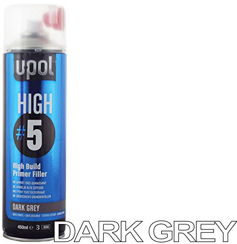 U-POL High#5 HIGHDG/AL DARK GREY 1K HS High Build Aerosol Paint Primer Filler 450ml Can Fast drying, easy sanding and economical. Ideal for spot and smart repair.