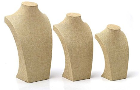Sinoba Schmuckbüste Schmuckhalter Kettenhalter Schmuckständer aus Leinen (H2: 25 cm)