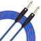 KLIQ Music Gear Guitar Instrument Cable, 10 Ft - Custom Series with Premium Rean-Neutrik 1/4 Straight Gold Plugs 10 Feet Blue/Red Tweed