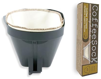 CoffeeSock Wiederverwendbare Kaffeefilter aus Bio-Baumwolle (GOTS-zertifiziert) Cone 4 Natürlich