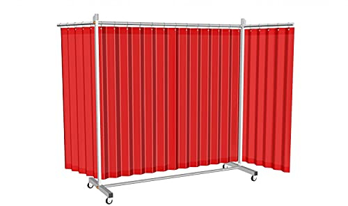 Godirect24 Mobile Schweißschutz Stellwand Plane rot 370x210cm EN ISO 25980 | Fahrbare Stellwand für Schweißarbeiten, Industrie und Metallbau zum Schutz vor UV-Strahlung, Funken und Spritzern