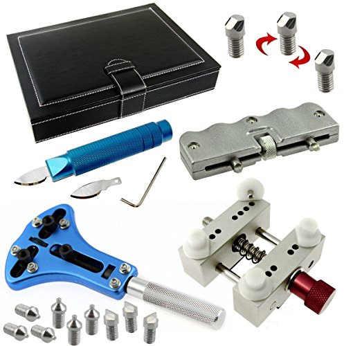 S1 DELUXE Uhrmacherwerkzeug Set HORLOGICAL XXL 3 - Gehäuseöffner, Uhrenmesser, Gehäusehalter auch für übergroße Uhren