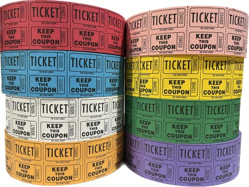 Ticket Guru-Raffle des Services – (4 Rouleaux de 2000 Double Billets) 8 000 Total 50/50 des Billets de loterie (Choisissez Couleur Combo ci-Dessous) (4) Random Colors