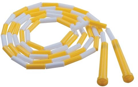 Champion Sports Classiche corde per saltare segmentate in plastica con perline - Phys. Ed, palestra, fitness e uso ricreativo, 8'L, giallo/bianco