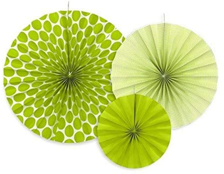 PartyDeco rpk1 – 102J Set von 3 Schleifen Deko zum Aufhängen, Weiß/Grün, 1 x 40 cm/1 x 32 cm/1 x 23 cm
