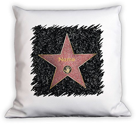 Herz & Heim® Kissen - Walk of Fame - (40 x 40 cm) für Ihren persönlichen Star mit Gratis Namensaufdruck ideales Vatertagsgeschenk oder Muttertagsgeschenk