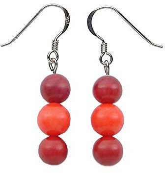 Ohrringe Ohrhänger aus Koralle & 925 Silber Ohrschmuck für Damen rot & orange