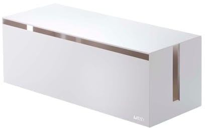 Yamazaki 2707 WEB Kabelbox, weiß, PC-ABS Harz, Minimalistisches Design, 40 x 15,5 x 14,5 cm (LxBxH)