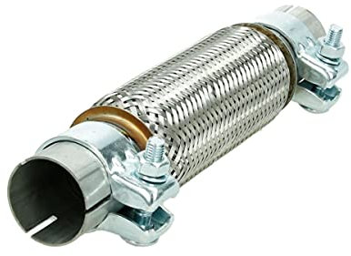 ECD Germany Universal Flexrohr mit 2 Schellen 45 x 200 mm - aus Edelstahl - Interlock - Montage ohne Schweißen - Flexibles Rohr - Flexstück Wellrohr Hosenrohr Auspuff