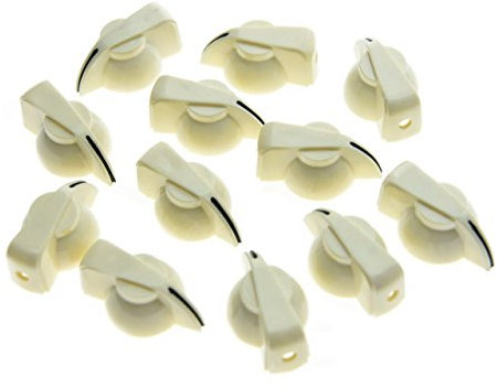 KAISH 12pcs Flat Top Guitar Amplifier Knobs Effect Pedal Knob Chicken-Head Knobs Aged White