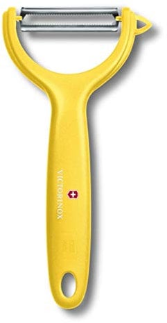 Victorinox, pela-verdure per pomodori e kiwi con lama seghettata in acciaio inox a doppio taglio, giallo