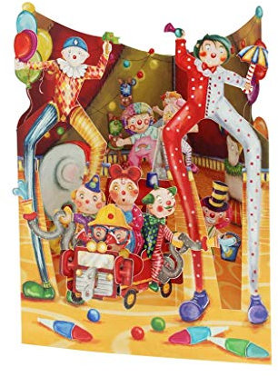 Santoro Swing-Karte, 3D-Pop-Up-Grußkarte – Big Top Clowns – Für Kinder, Geburtstag
