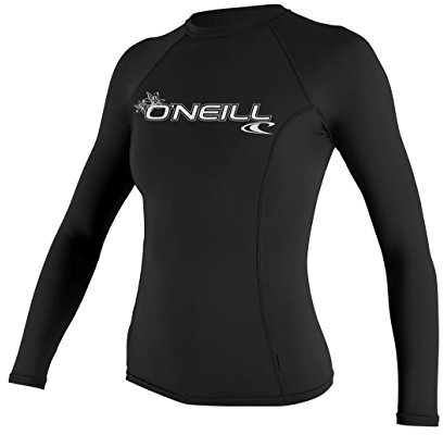 O'Neill Wetsuits Women's Basic Skins Long Sleeve Rash Guard -Black, X-Large