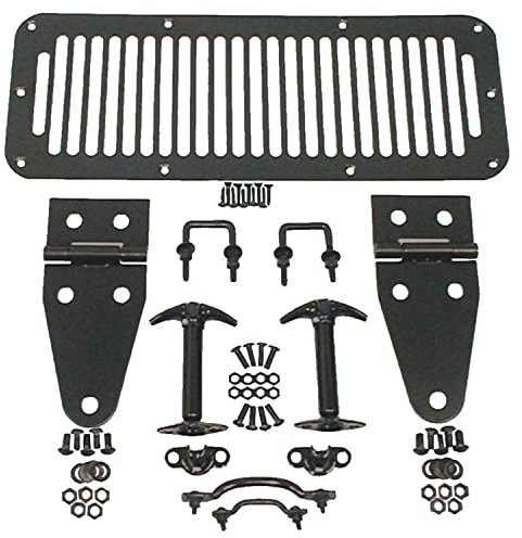Rugged Ridge Hood Kit - Fits 1976–1986 Jeep CJ & 1987–1995 Jeep Wrangler YJ - Complete Hood Kit With Easy Installation & Rugged Look