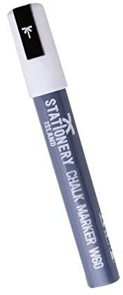 STATIONERY ISLAND Kreidestifte für Tafel Abwaschbar, Weiß Kreidestift für Fenster, 6mm 1 Stück Kreidemarker, Fensterstifte