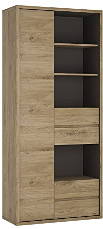 Furniture To Go Tall Wide 1 Door 4 Drawer Bookcase, oak