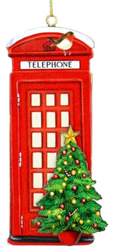 Gisela Graham Telephone Box with Christmas Tree Decoration