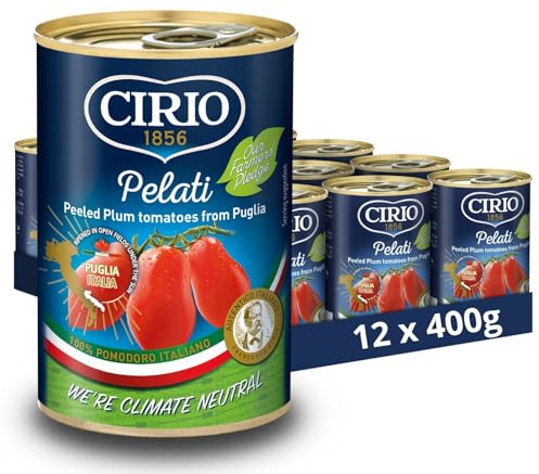 CIRIO Pelati Peeled Plum Italian Tomatoes, Canned, Tinned, 400g (Pack of 12)