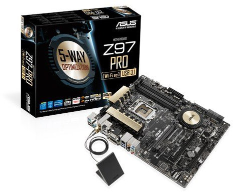 Asus Z97-PRO Scheda Madre, WI-FI AC, USB 3.1, Nero
