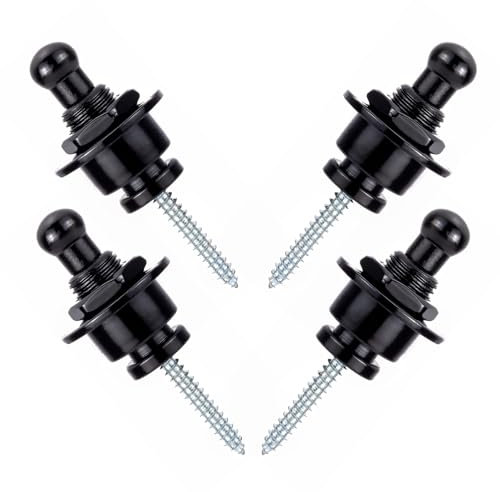 Unxuey 4pcs Guitar Strap Lock Rundkopf Black Guitar Bass Strap Locks