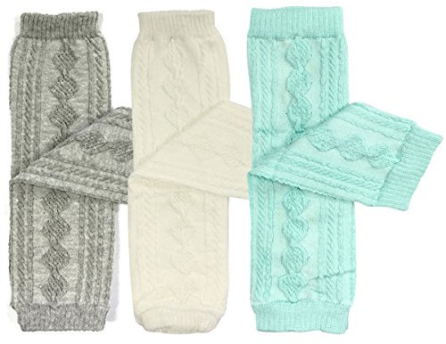 Bowbear 3 Paar kleine Mädchen Argyle-Beinstulpen, Grau & Weiß und Himmelblau, 11.5 x 3.25 inches.