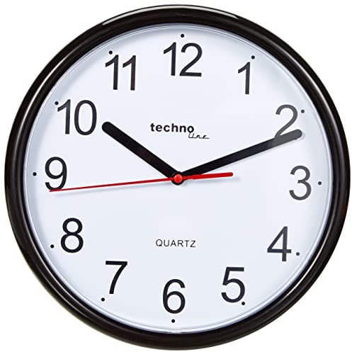 Technoline, WT 600 Wanduhr, Ø 25cm, Schwarz, x
