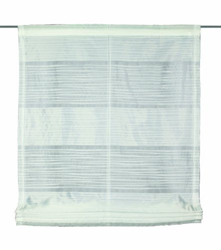 Home fashion 69883-801 Raffrollo Gabi Halborganza-Querstreifen, 140 x 45 cm, weiß