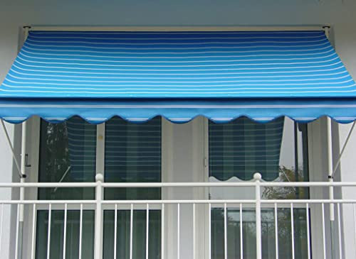Angerer Freizeitmöbel GmbH Klemmmarkise Exklusiv - Markise für Sonnenschutz - Montage ohne Bohren und Dübeln - ideale Balkonmarkise für Mietwohnungen (Blau, 200 cm)