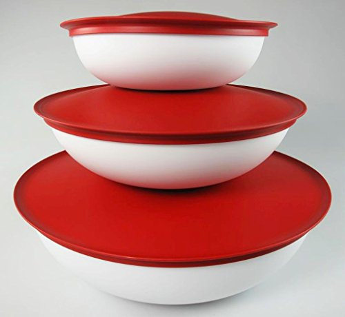 TUPPERWARE Allegra Bowl 3,5 L Server red White + 1,5 L + 740 ml