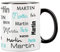 Herz & Heim® Namenstasse in verschiedenen Schriftarten 300 ml aus Keramik mit Farbauswahl Schwarz