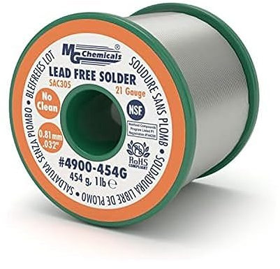 MG Chemicals SAC305, 96,3% Zinn, 0,7% Kupfer, 3% Silber, kein sauberes bleifreies Löten, 0,1 cm Durchmesser, 0,9 kg Spule, 4900-227G