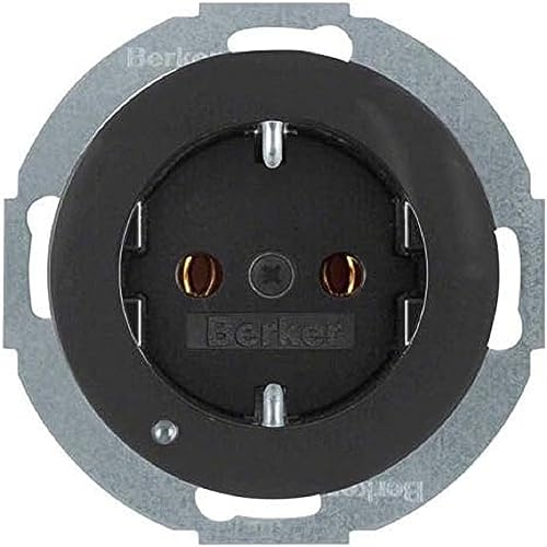 Tomas de corriente SCHUKO con LED de orientación, R.1/R.3, negro, brillo