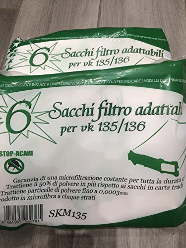 2 confezioni 12 pezzi Sacchetti compatibili vk 135/136