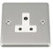 A5 Round Pin Plug Socket 5 Amp - Satin Matt Chrome Classic - White Insert