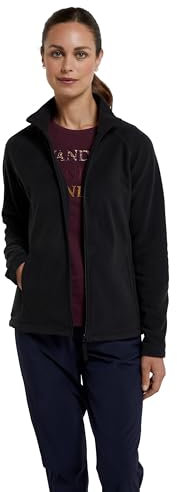 Mountain Warehouse Raso Womens Fleece - Soft Touch Ladies Sweater Top with Full Zip, Microfleece - Best for Daily Use, Outdoors & Travelling Black Women's Size 14
