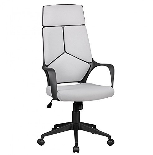 AMSTYLE Bürostuhl Bezug Stoff Grau Schreibtischstuhl Design 120 kg Chefsessel ergonomisch hohe Rücken-Lehne Drehstuhl höhenverstellbar mit Wippmechanik & Armlehnen Kopfstütze X-XL Hochlehner