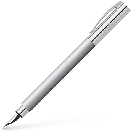 Faber-Castell 148392 - Füllfederhalter AMBITION Edelstahl, Feder: EF, inklusive Geschenkverpackung, Schaftfarbe: silber