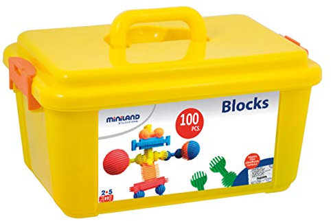 Miniland Steckspiel Interstar Blocks 100 Teile-94039, Merhfarbig
