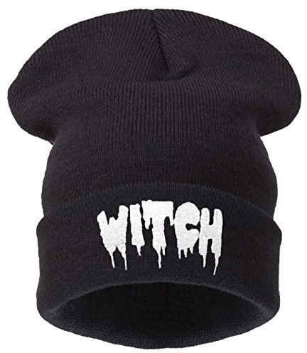 4sold Damen Beanie Schwarz Witch Beanie mütze
