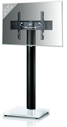 VCM TV Standfuß | Alu Fernseh Ständer rollbar | Maße ca. H. 174 x B. 68 x T. 54 cm - Onu Weißlack