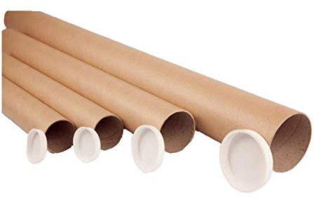 Realpack® 1 x Pappröhre mit Endkappen aus Kunststoff – Durchmesser 5,1 cm, Größe: 330 mm, A3. Geeignet für: Postversand und Schutz von Kunstwerken, Drucken, Plänen oder Postern. -
