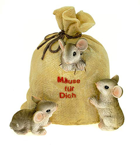 Spardose Sparsack Sack Mäuse für Dich mit Schloß - Sparbüchsen zum Abschließen 14,5x14cm