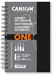 CANSON One - Carnet de croquis spiralé 160 pages - 14 x 21.6 cm - 100g/m²